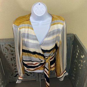 Wrap Top with Stripes and Front Tie